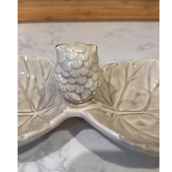 vintage Otagiri owl leaf design relish or snack tray trinket bowl mid century - Picture 5 of 11